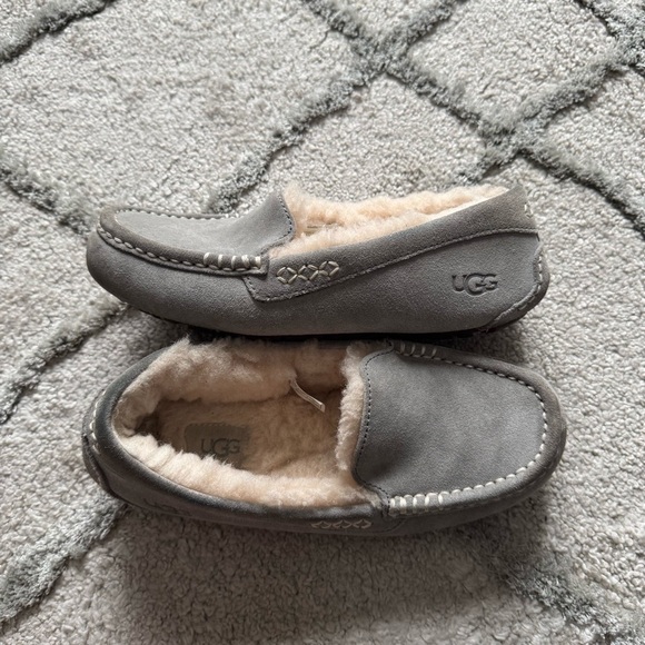 UGG Ansley Slipper gray leather suede sheep fur wool lined 6 - Picture 5 of 12
